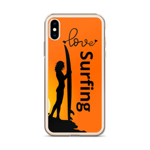 Surfer Babe With Love Surfing Text, iPhone 6-XSmax Case