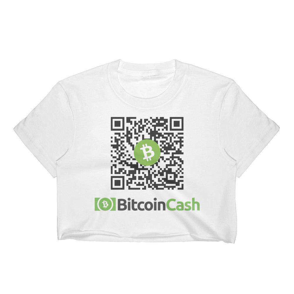 Customizable Bitcoin Cash Address Qr Code Women S Crop Top White - 