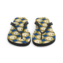 Load image into Gallery viewer, Dogecoin Cryptocurrency Logo Pattern, Unisex Flip-Flops Dark Blue