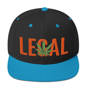 Cannabis Leaf Legal Text Orange, Snapback Hat