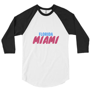 Miami Florida Text, 3/4 Sleeve Raglan Shirt
