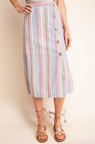 skirt stripes buttons