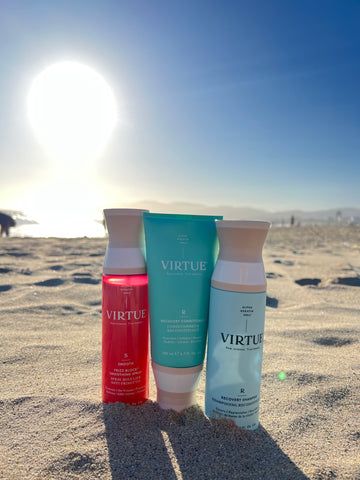 Hector's Summer Hair Wellness Virtue Smooth Frizz Block Smoothing Spray Virtue Recovery Shampoo Virtue Recovery Conditioner