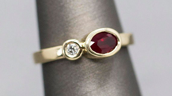 Natural Ruby and Diamond Stack Ring