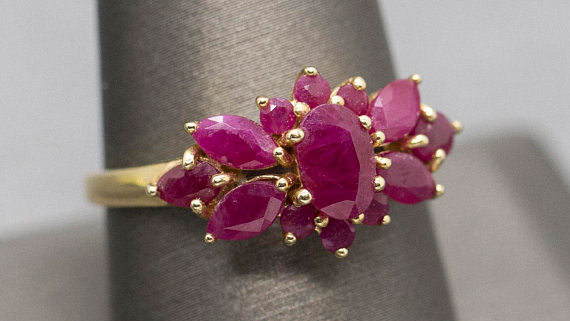 Vintage Floral Ruby Ring