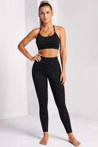 Yoga outfit set Black Star Leggings and Sports Bra