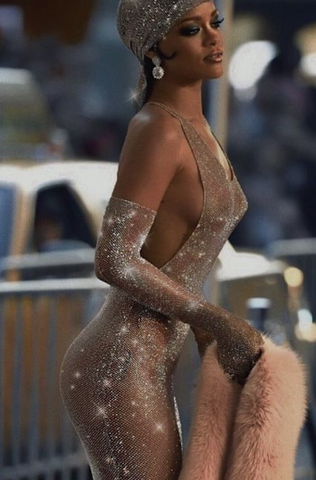 Rihanna Glam Mesh Outfit