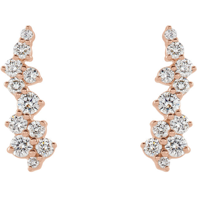 14K Rose Gold 3/8 ctw Diamond Ear Climbers | Allison Neumann Fine Jewelers
