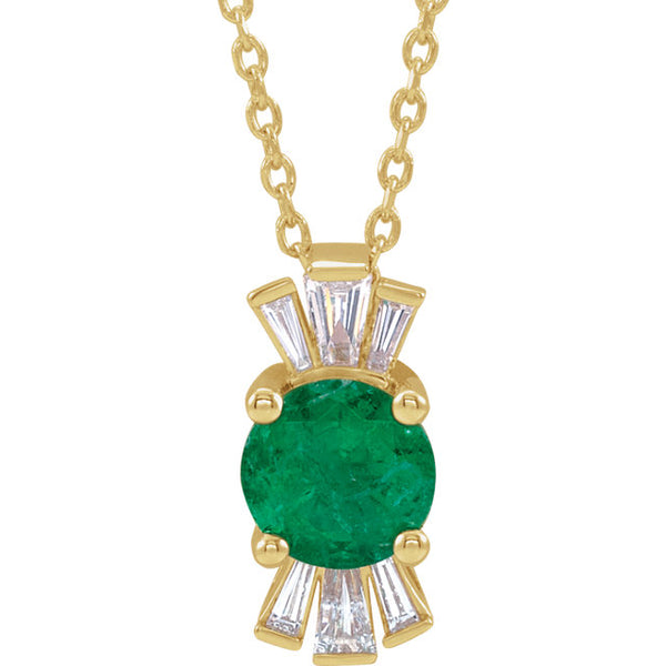 Vintage Art Deco Style Emerald and Diamond Baguette Necklace – Allison ...