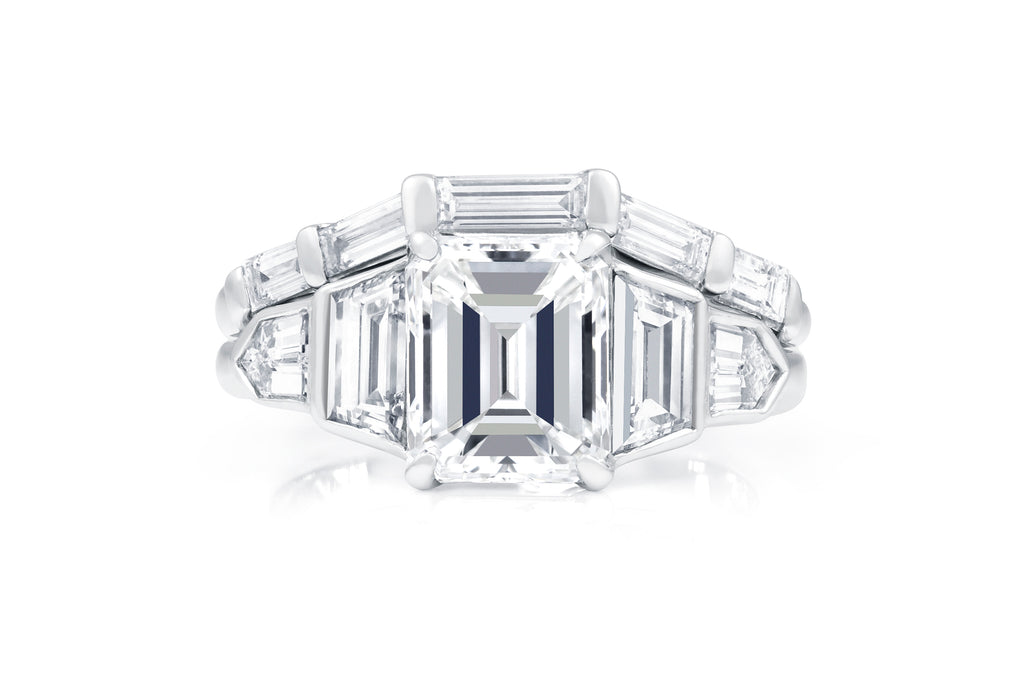 5 Stone Emerald Cut Engagement Ring and 