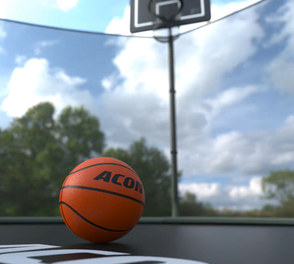 Acon Trampoline Basketball Hoop and a ball