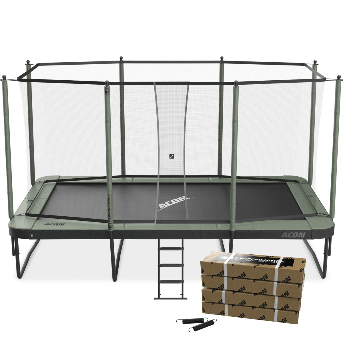 ACON Air 16 Sport HD Performance Rectangular Trampoline with Net and Ladder