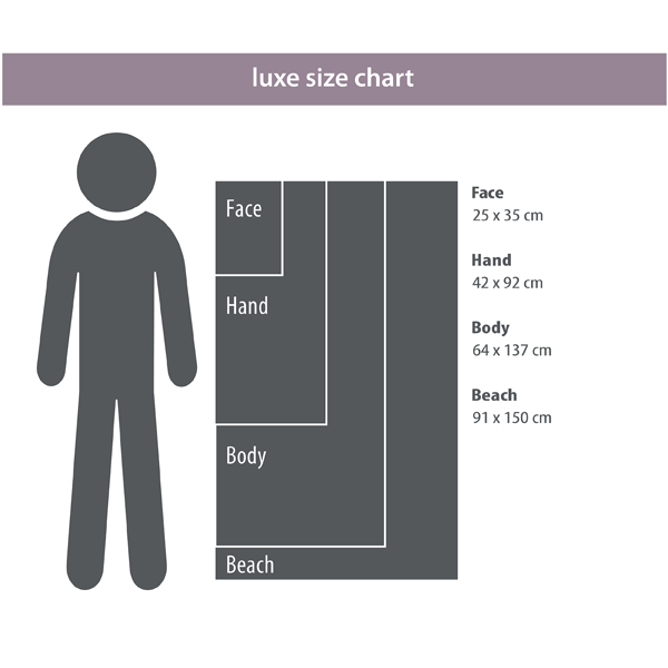 packtowl luxe size chart