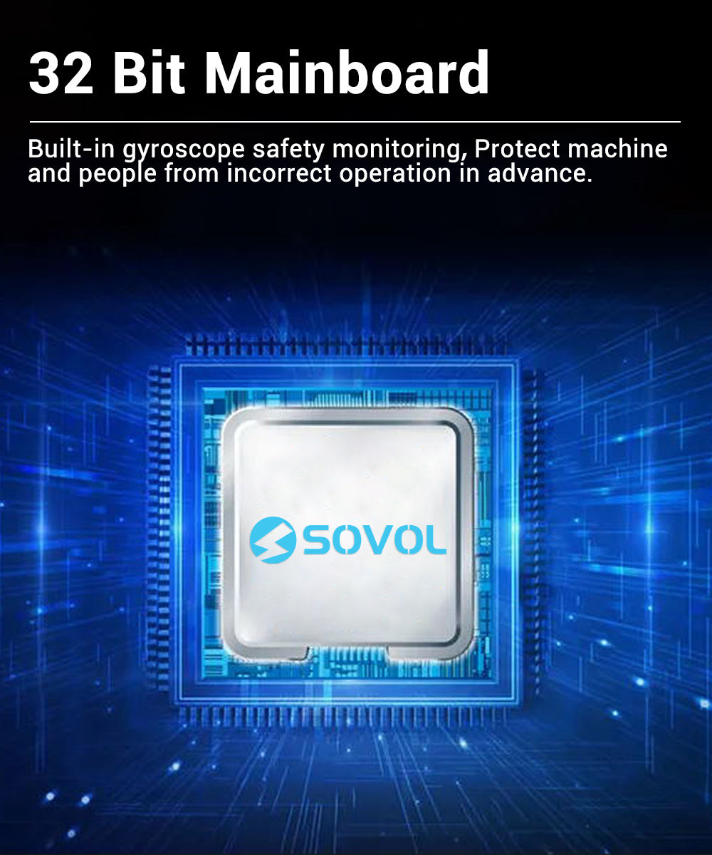 Sovol SO-2 uses 32 bit mainboard, which have the auto protective function, protect you and your machine from the incorrect operation or accident.