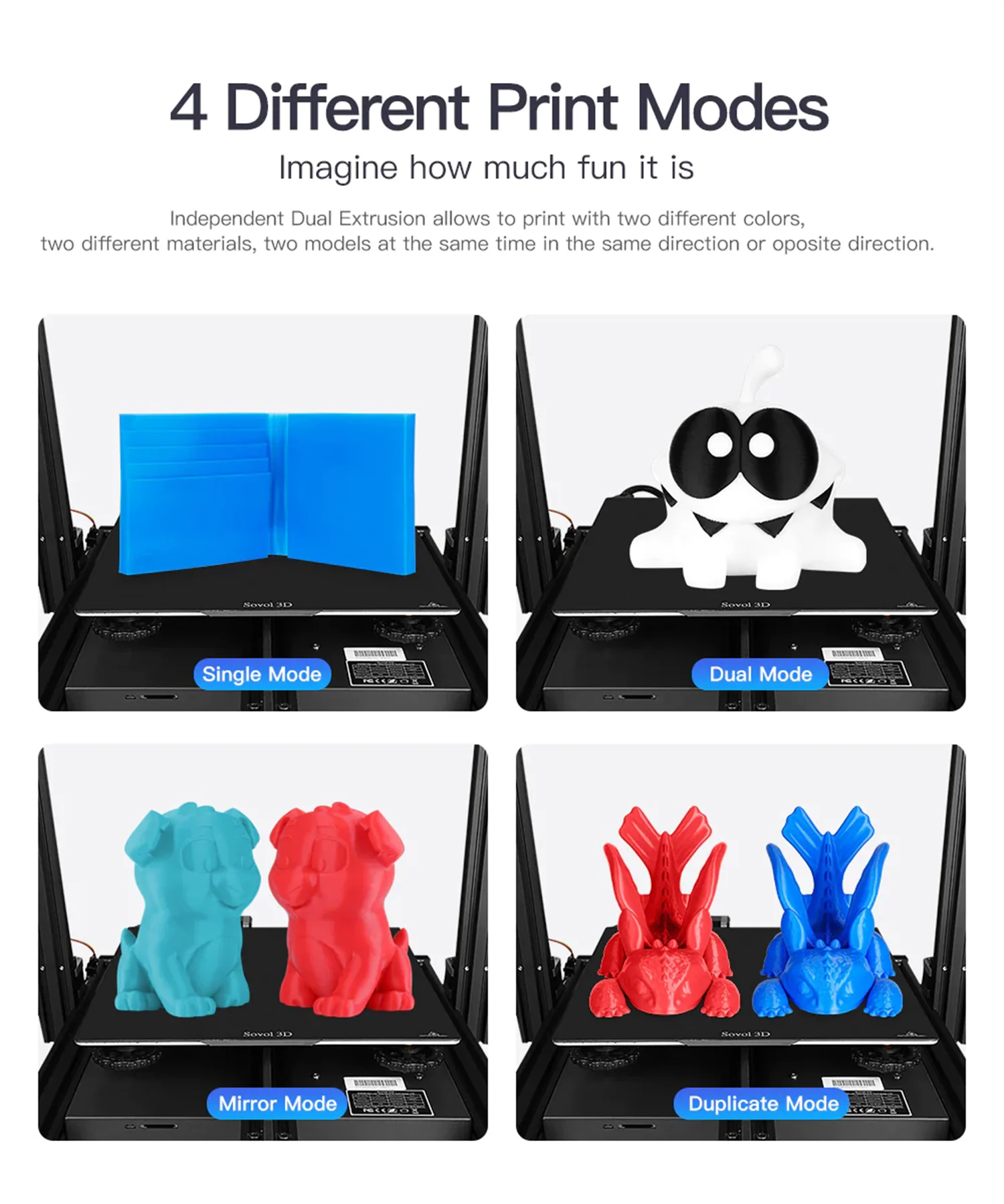 Sovol SV04, IDEX 3D Printer, FDM 3D Printer, Sovol 3D Printer