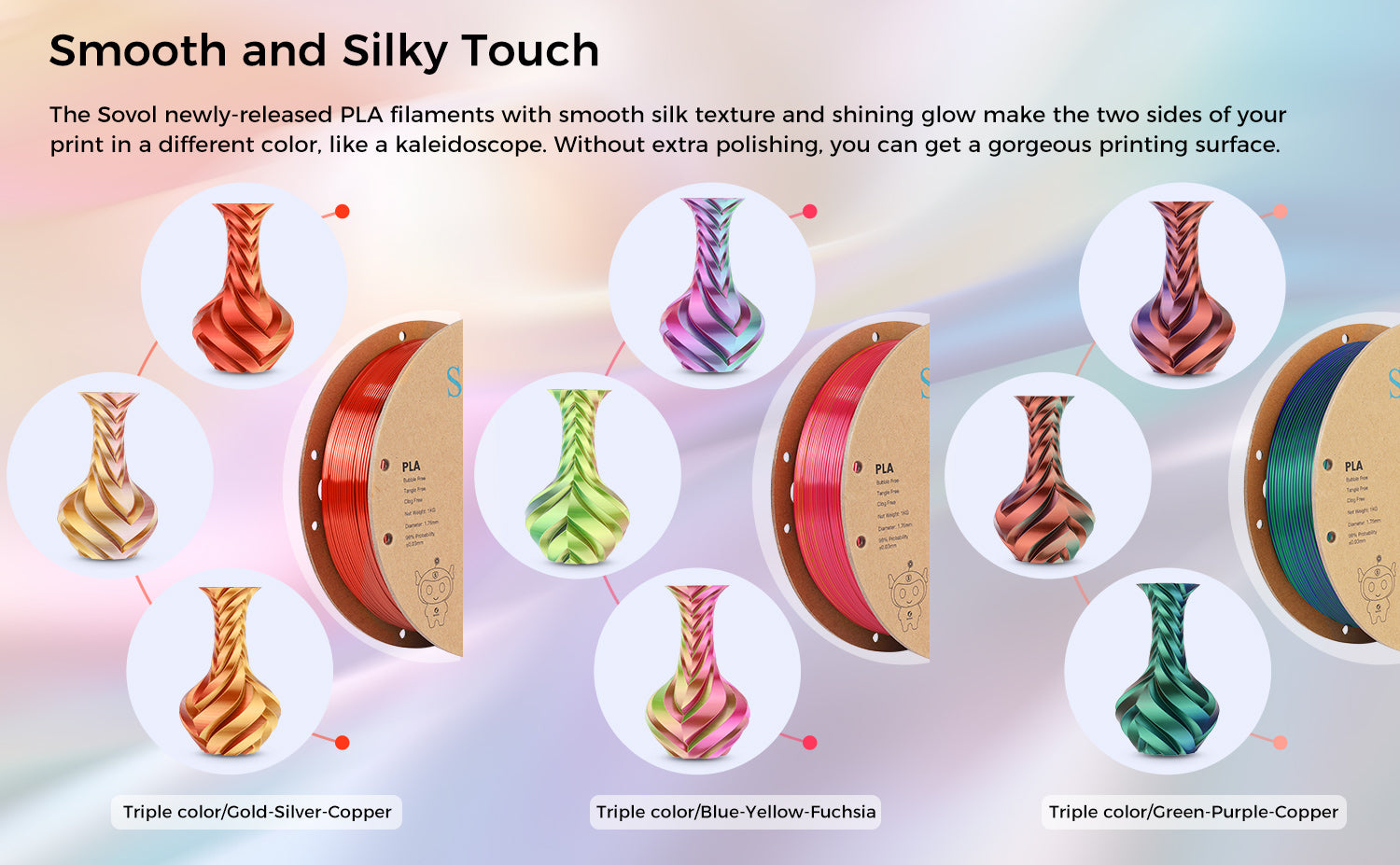 Sovol Silk Triple Color PLA Filament