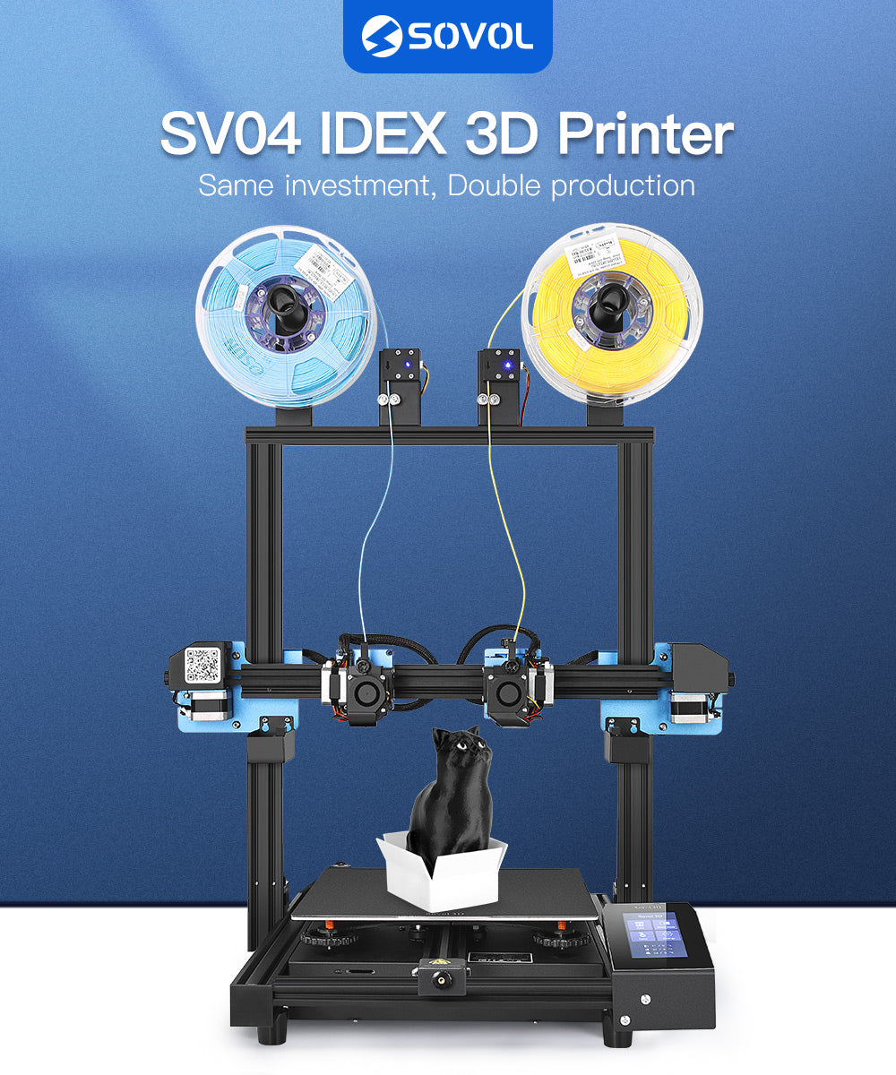 Sovol SV04 IDEX 3D Printer, dual independent direct drive extruder 3d printer, sovol sv04, same invesment, double production