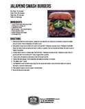 Recipe download card for jalapeno smash burger