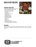 Recipe card for suggestions on building a  hot dog bar