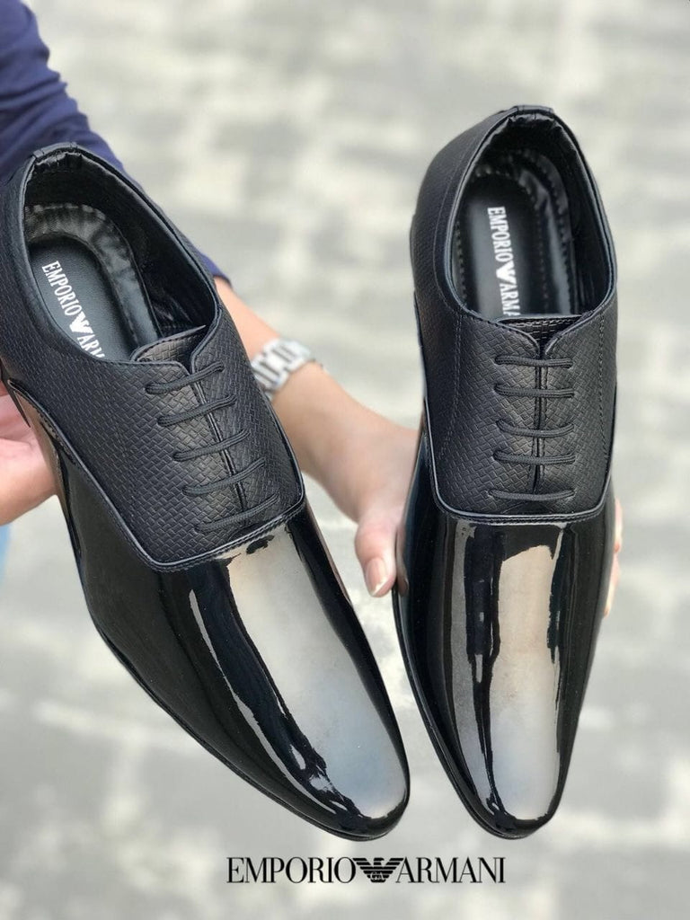 armani black formal shoes