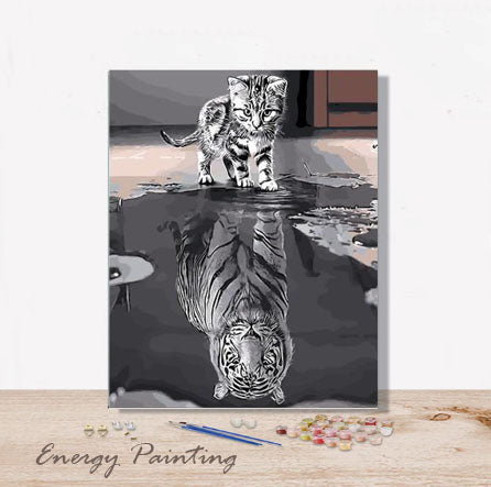 Chat Reflet Tigre Kit Peinture Par Numero Decouvrez Nos Modeles Energypainting