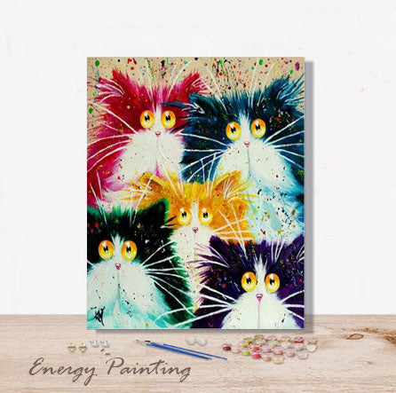 Acheter Kit Peinture Par Numero D Art Adulte Chats En Couleurs Energypainting