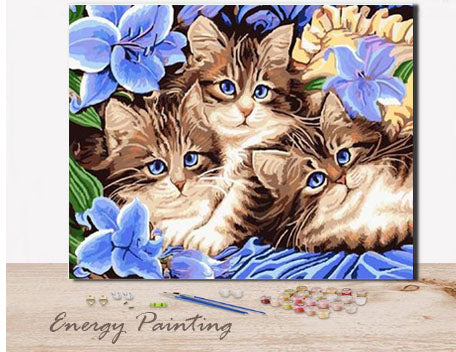 Acheter Kit Peinture Par Numero D Art Adulte Chats Aux Yeux Bleus Energypainting