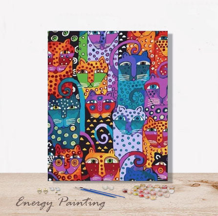 Acheter Kit Peinture Par Numero Chats Patchwork Energypainting