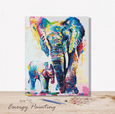 Acheter Kit Peinture Par Numero Bebe Et Maman Elephant Pastel Colore Energypainting