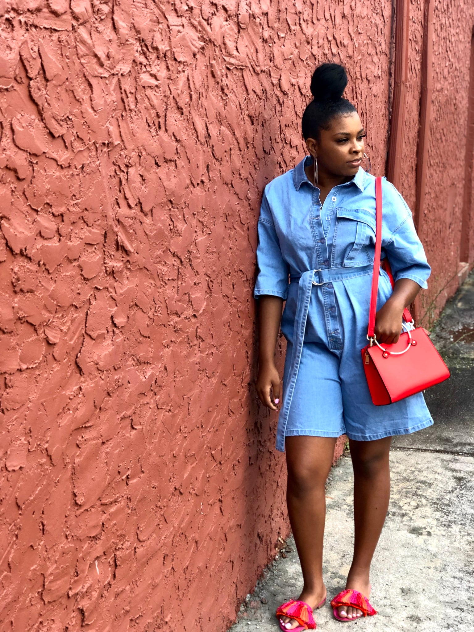 girl boss denim jumpsuit