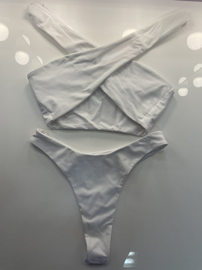 WHITE WRAP AROUND/THONG SET - Berry Beachy Swimwear