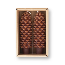 Load image into Gallery viewer, Pinecone Taper Candles, Set of 2
