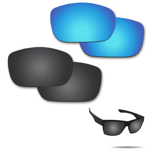 Fiskr Polarized Replacement Lenses for Oakley Twoface Sunglasses 2 Pair Combo Pack - Stealth Black & Ice Blue