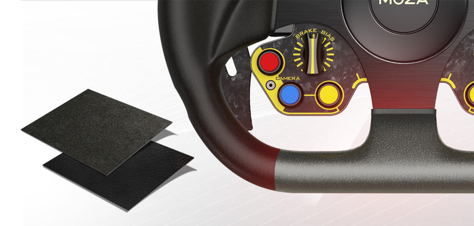 Moza racing RS Racing Wheel available in Italian Alacantara and Nappa Leather
