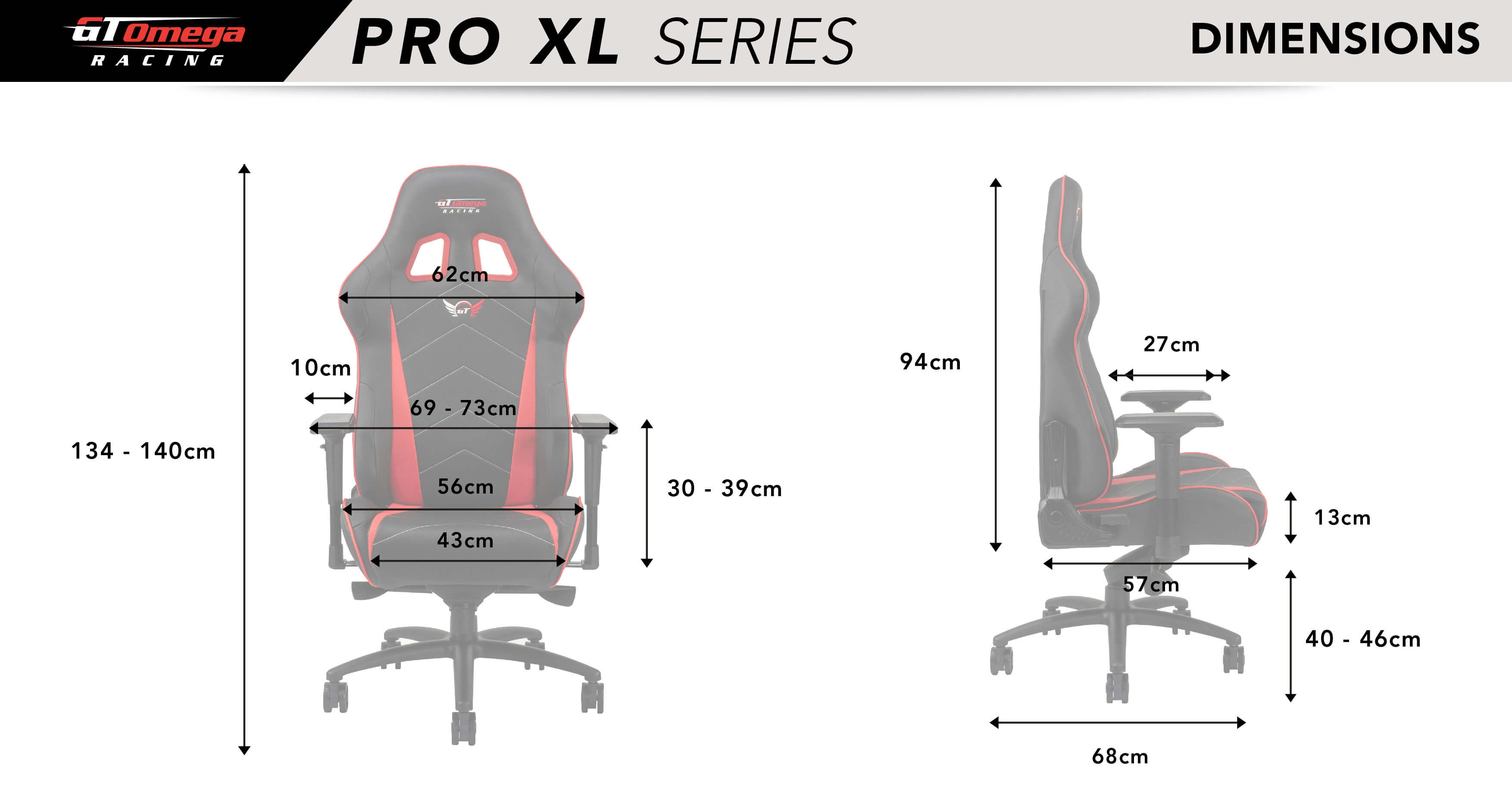 gt omega pro racing office chair black fabric