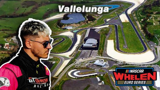 Jack Davidson over Vallelunga circuit with Whelen Euro NASCAR series logo