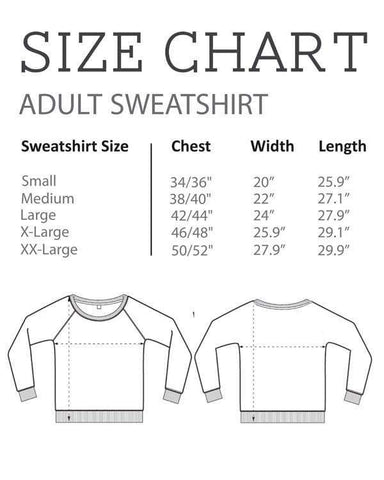 Womens Sweatshirt  Size Chart