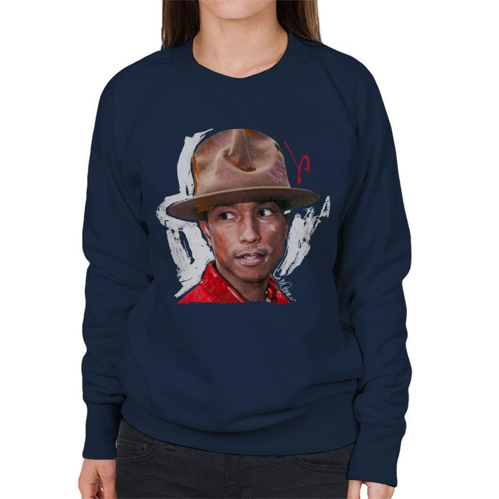 Sidney Maurer Original Portrait Of Pharrel Williams Hat Womens Sweatshirt - Womens Sweatshirt