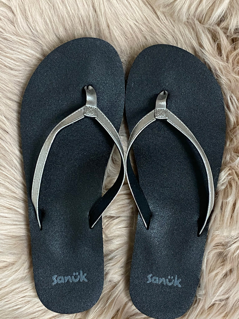Sanuk Women's Yoga Mat Wedge Flip Flop Sandal,Black,9 M US 