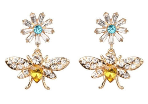 crystal bee earrings
