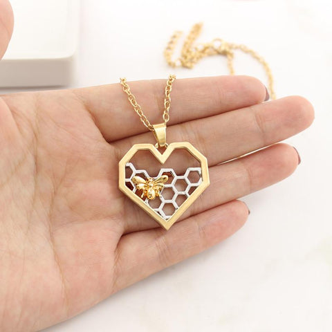 honeycomb heart necklace