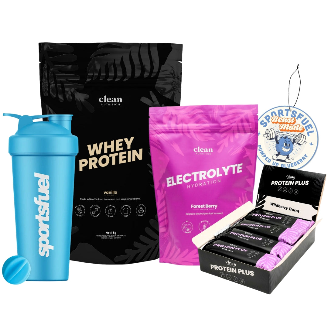 Clean Nutrition Whey + Electrolytes + Protein Plus Bars Stack