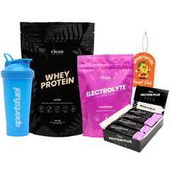 Clean Nutrition Whey + Electrolytes + Protein Plus Bars Stack