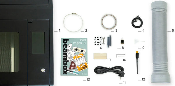 FLUX Beambox 40W CO2 Laser Cutter & Engraver whats in the box