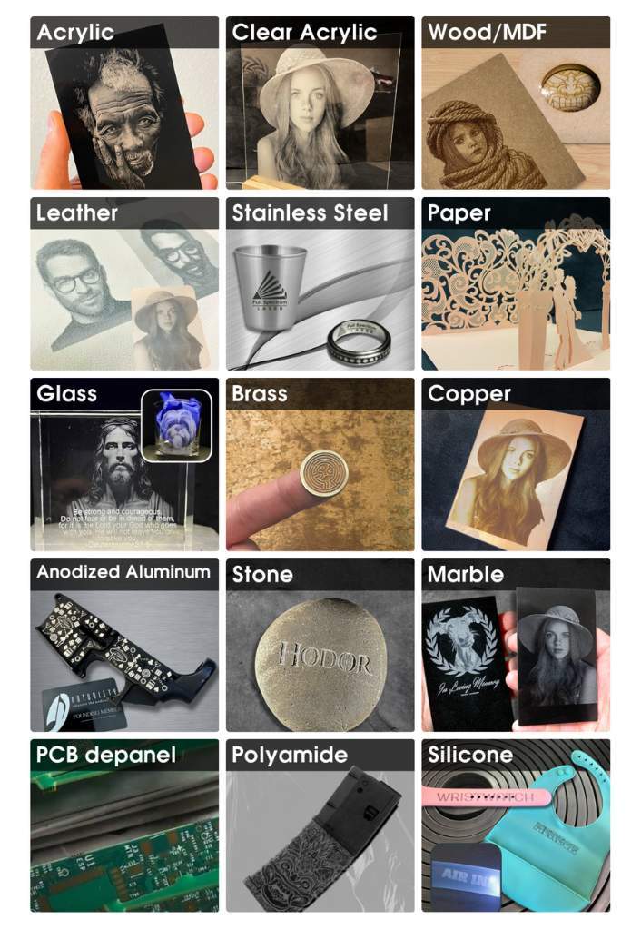 FSL Muse UV Galvo Laser Materials Range