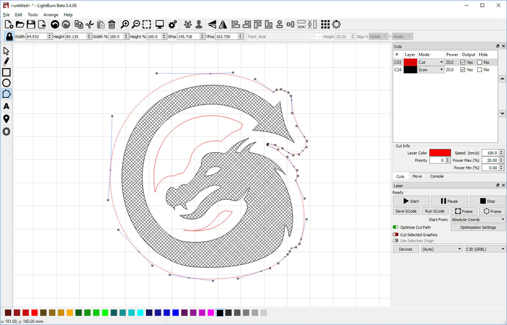 Lightburn user interface logo engraving