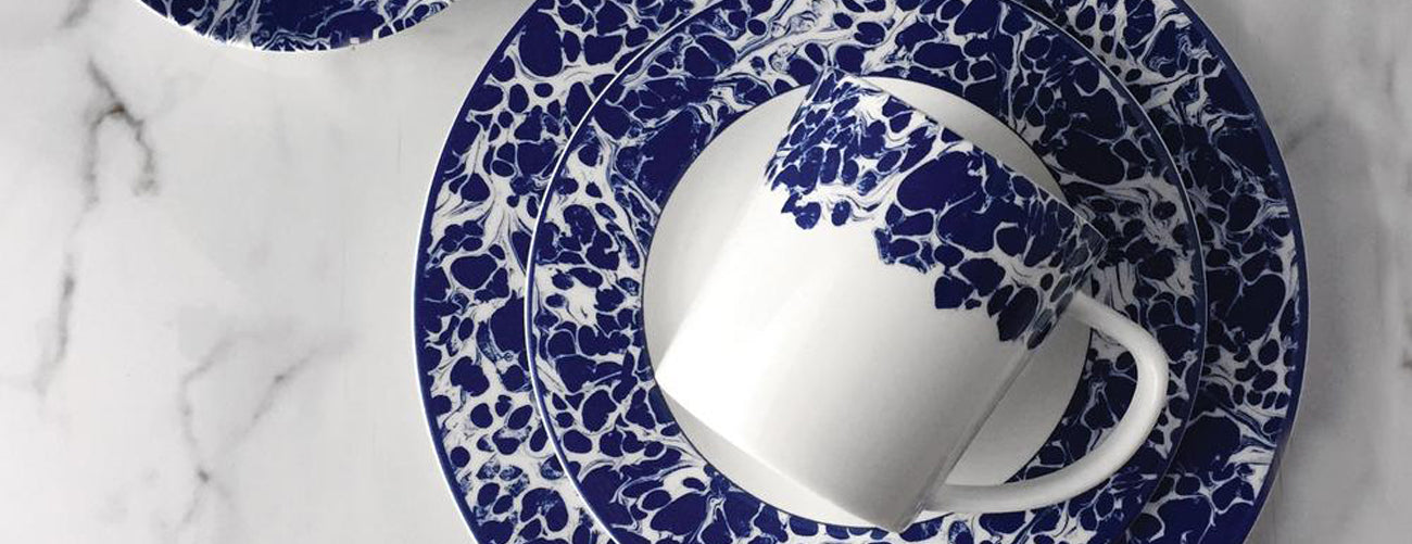 Caskata Blue Marble Dinnerware