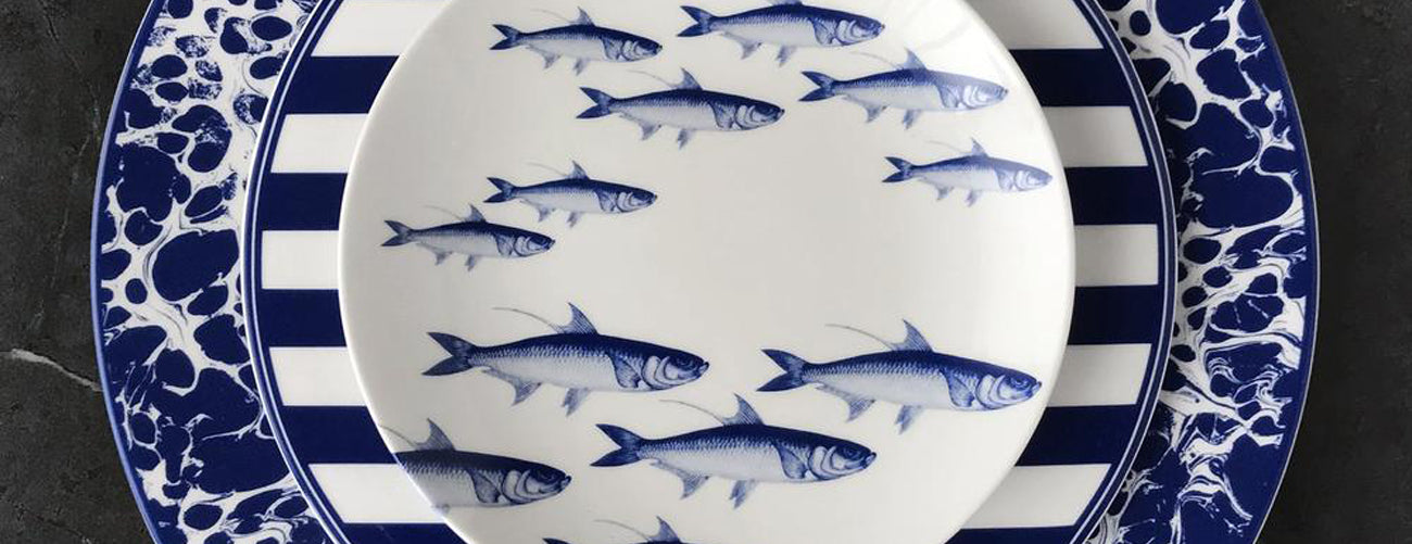 Caskata School of Fish Blue Dinnerware
