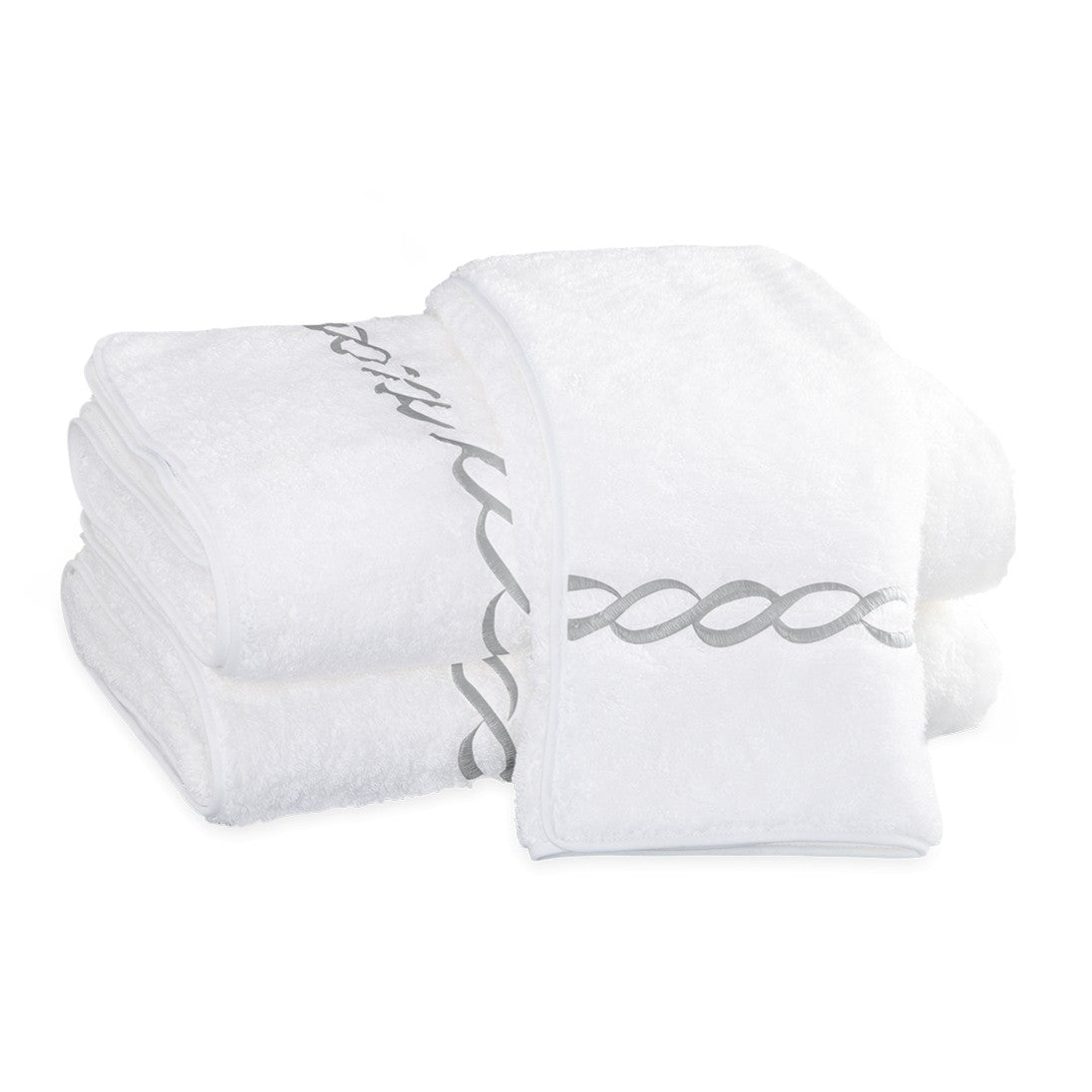 black and silver bath towels