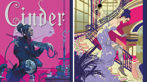 Cinder as seen on the new covers of The Lunar Chronicles series by Marissa Meyers.